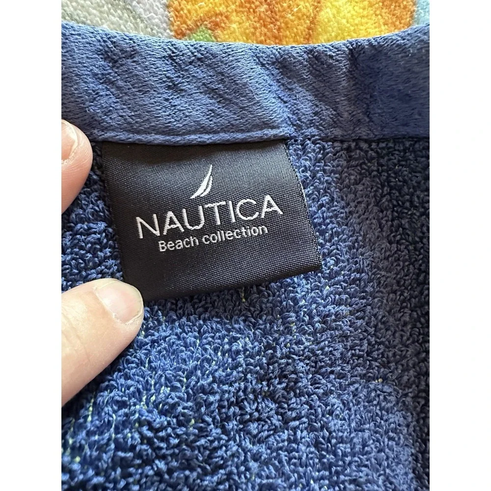 Vintage Nautica Beach Collection Bath Beach Towel Blue Green 34